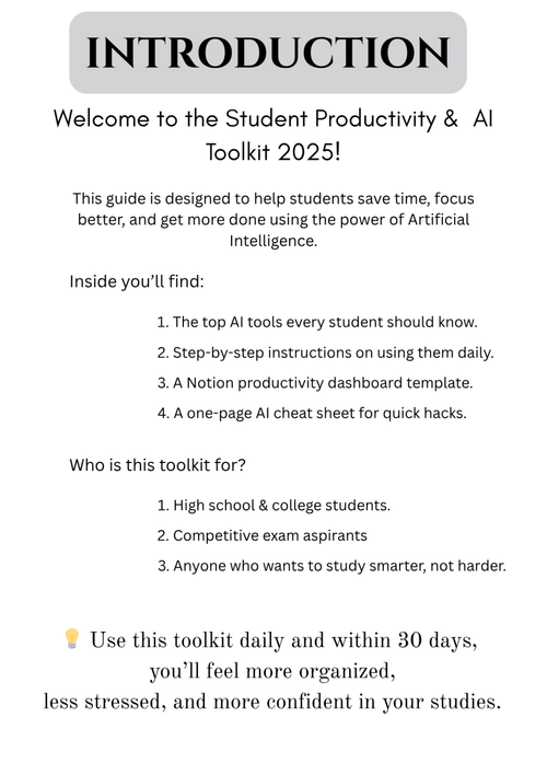 Study Smarter: Ultimate AI + Productivity Student Toolkit (12 - Page Guide) by Classy Assessories from Classy Assessories